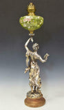 Oil Lamp, French Silver-Tone Metal Figural, 19th / 20th Century, Gorgeous!!! - Old Europe Antique Home Furnishings