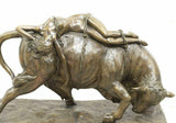Bronze Sculpture, Large Patinated, Europa & The Bull, Man Cave, Handsome Decor! - Old Europe Antique Home Furnishings