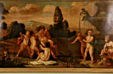 Antique Painting, Italian Putti Celebrating Bacchanalia, Monumental, 1700's, Handsome!! - Old Europe Antique Home Furnishings