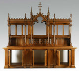 Back Bar, Buffet, Gothic Revival Style Carved Oak Display with Mirrors, Amazing! - Old Europe Antique Home Furnishings