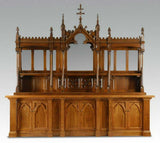Back Bar, Buffet, Gothic Revival Style Carved Oak Display with Mirrors, Amazing! - Old Europe Antique Home Furnishings