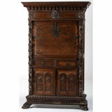 Bambocci, Cabinet Renaissance Revival Burl Veneer Secretary,  1800s!  Stunning! - Old Europe Antique Home Furnishings