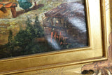 Antique Painting Oil, Passengers and a Stagecoach, 18th /19th C., Gorgeous Colors!! - Old Europe Antique Home Furnishings