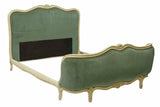 Bed, French Louis XV Style Painted & Upholstered, Vintage / Antique, 1900's!! - Old Europe Antique Home Furnishings