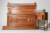 Bed, Nightstand, Marble T.,Louis XVI Style, Walnut with Rails, Vintage / Antique - Old Europe Antique Home Furnishings