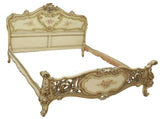 Bed, Venetian Louis XV Style Parcel Gilt & Painted Bed, Crest, Vintage / Antique - Old Europe Antique Home Furnishings