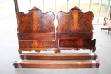 Beds, Twin Size with Rails, Pair, Flame, Mahogany, Pagoda Top, Vintage!! - Old Europe Antique Home Furnishings