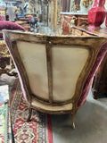 Bergere, Louis XV Style Carved & Gilt, Red Multicolor, Vintage / Antique!! - Old Europe Antique Home Furnishings
