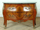 Bombe Chest, Louis XV Style Green Marble Top Dresser with Bronze Mounts, Gorgeous!! - Old Europe Antique Home Furnishings