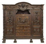 Bookcase, Secretary, Spanish Renaissance Revival, Heavily Carved, Early 20th C.! - Old Europe Antique Home Furnishings