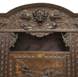 Bookcase, Secretary, Spanish Renaissance Revival, Heavily Carved, Early 20th C.! - Old Europe Antique Home Furnishings