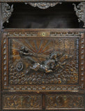 Bookcase, Secretary, Spanish Renaissance Revival, Heavily Carved, Early 20th C.! - Old Europe Antique Home Furnishings