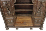 Bookcase, Secretary, Spanish Renaissance Revival, Heavily Carved, Early 20th C.! - Old Europe Antique Home Furnishings