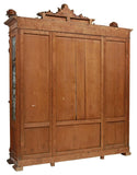 Bookcase, Monumental, Italian Carved Walnut, Glazed, Etched Doors, Crest, 1800's - Old Europe Antique Home Furnishings
