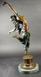 Bronze Figure, Patinated, Oriental Dancer, After Colinet, Gorgeous Green and Brown!! - Old Europe Antique Home Furnishings
