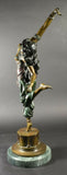Bronze Figure, Patinated, Oriental Dancer, After Colinet, Gorgeous Green and Brown!! - Old Europe Antique Home Furnishings