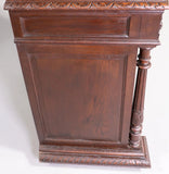 Buffet / Bookcase, French Louis XIII Style, Carved Oak Hunt Double Door, 1800's 110"!! - Old Europe Antique Home Furnishings