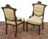 Antique Chairs, Dining, American Victorian Button-Tufted, Six 1800s, Gorgeous - Old Europe Antique Home Furnishings