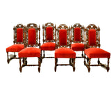 Chairs, Dining, French Alsatian Black Forest Style Oak, Set of Six, Early 1900s! - Old Europe Antique Home Furnishings