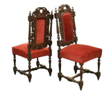 Chairs, Dining, French Alsatian Black Forest Style Oak, Set of Six, Early 1900s! - Old Europe Antique Home Furnishings