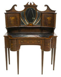 Dressing Table / Vanity English Mahogany Marquetry, early 1900s, Gorgeous Little Vintage! - Old Europe Antique Home Furnishings