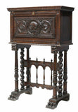 Antique Cabinet, Vargueno Unique Spanish Baroque Style,19th C. (1800s), Charming!! - Old Europe Antique Home Furnishings