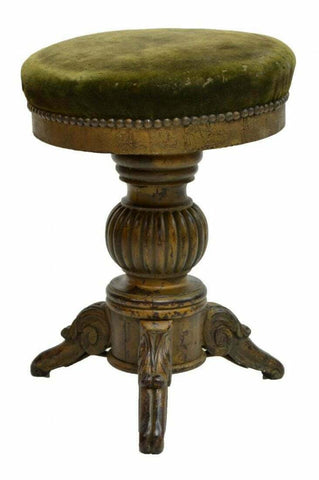 CHARMING VICTORIAN PARCEL GILT PAINTED SWIVEL PIANO STOOL, 19th Century!!! - Old Europe Antique Home Furnishings