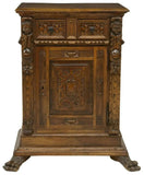 Cabinet, Italian Renaissance Revival Carved Walnut, Drawers, Shelf, Early 1900s! - Old Europe Antique Home Furnishings