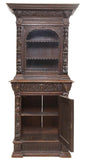 Cabinet, Bookcase, French Renaissance Revival, Display, Carved Oak , Early 1900s - Old Europe Antique Home Furnishings