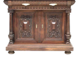 Cabinet, Carved Wood, Italian Renaissance Revival Lion Mask, Foliate, 1800s! - Old Europe Antique Home Furnishings