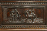 Cabinet, French Gothic Revival Figural Carved Oak and Crest, On Stand, 1800's! - Old Europe Antique Home Furnishings