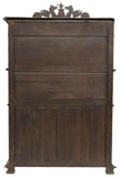 Cabinet, French Gothic Revival Figural Carved Oak and Crest, On Stand, 1800's! - Old Europe Antique Home Furnishings