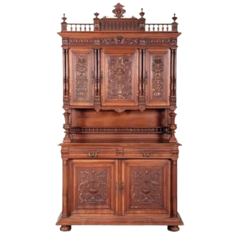 Cabinet, Carved Wood, French HenriI II Style, Dining Area, Circa 1900's! - Old Europe Antique Home Furnishings