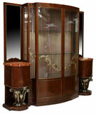 Cabinet, Display Curio, Italian Vintage Rosewood Marquetry With Vitrine Sides!! - Old Europe Antique Home Furnishings