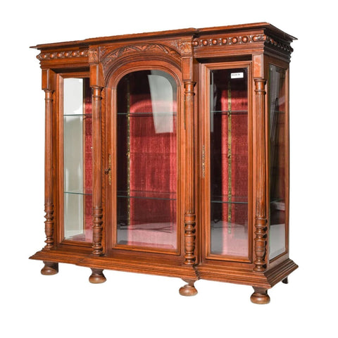 Cabinet, Display / Showcase, French Louis XVI Style,Walnut, 56 in x 60 x 21!! - Old Europe Antique Home Furnishings