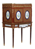 Cabinet on Stand, Ormolu Mounted, Mahogany Sevres Style, Porcelain Plaque!! - Old Europe Antique Home Furnishings