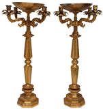 Candelabra, Continental, Gilt Metal, Four- Light, Candle Cup, Pair, Large! - Old Europe Antique Home Furnishings