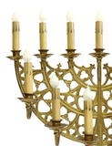 Candelabra, Gothic Revival Gilt Metal, 13-L , Pair, Menorah Style!! - Old Europe Antique Home Furnishings