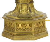 Candelabra, Gothic Revival Gilt Metal, 13-L , Pair, Menorah Style!! - Old Europe Antique Home Furnishings