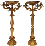 Candelabra, Continental, Gilt Metal, Four- Light, Candle Cup, Pair, Large! - Old Europe Antique Home Furnishings