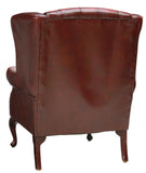 Chair, Wingback, Oxblood English Queen Anne Style, Leather, Gorgeous, 1900's!! - Old Europe Antique Home Furnishings