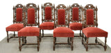 Chairs, Dining, French Alsatian Black Forest Style Oak, Set of Six, Early 1900s! - Old Europe Antique Home Furnishings