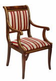 Chairs, Dining, (6) Regency Style, Parcel Gilt, Red and White Stripe, Vintage! - Old Europe Antique Home Furnishings