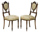 Chairs, Side,French Louis XVI Style Carved, Set of 6, Floral Upholstery, 1800's! - Old Europe Antique Home Furnishings