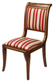 Chairs, Dining, (6) Regency Style, Parcel Gilt, Red and White Stripe, Vintage! - Old Europe Antique Home Furnishings