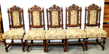 Chairs, French, Set of Ten, Carved Oak, Upholstered, with Barley Twist, 1800's! - Old Europe Antique Home Furnishings
