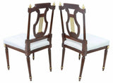 Chairs, Side French Louis XVI Style Lyre-Back, Two, White Upholstered Seat! - Old Europe Antique Home Furnishings