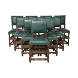 Chairs, Side, Dining, Green, Set of 10, French, Upholstered Chairs, 36 ins H.!! - Old Europe Antique Home Furnishings