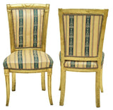 Chairs, Side, Italian Carved Giltwood, Set of 6, Upholstered, Green and Beige - Old Europe Antique Home Furnishings