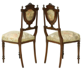 Chairs, Side,French Louis XVI Style Carved, Set of 6, Floral Upholstery, 1800's! - Old Europe Antique Home Furnishings